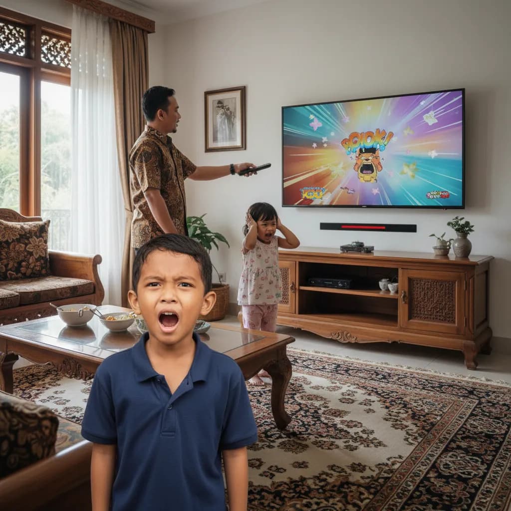 Menaikkan volume TV terlalu tinggi
